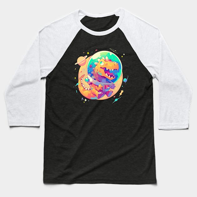 space dino Baseball T-Shirt by dubcarnage